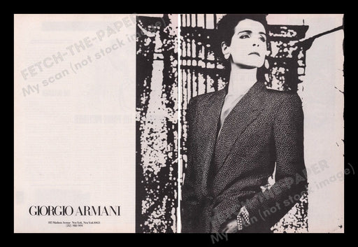 Giorgio Armani Clothing 1980s Print Advertisement (2 pages) 1985 Fetch the Paper!