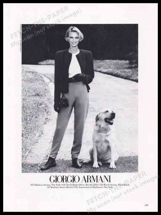 Giorgio Armani Clothing 1990s Print Advertisement Ad 1991 Labrador Dog Fetch the Paper!