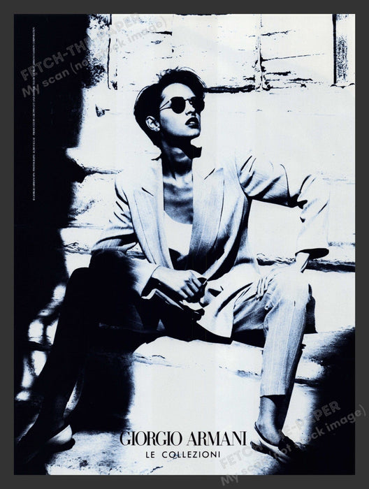 Giorgio Armani Model Suit Short Hair Steps 1990s Print Advertisement 1993 Fetch the Paper!