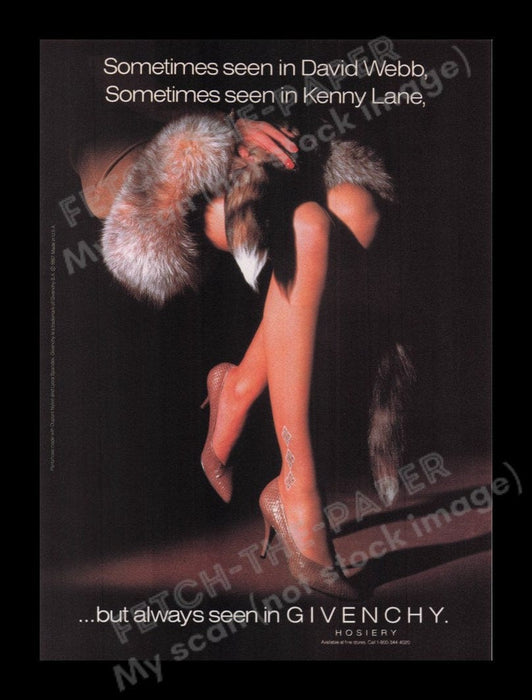 Givenchy Hosiery 1980s Print Advertisement Ad 1987 Legs Fur Fetch the Paper!
