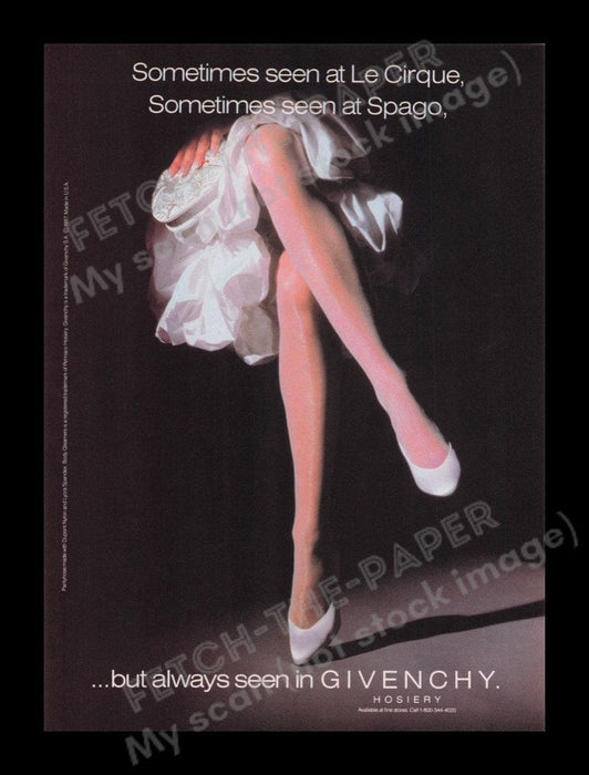 Givenchy Hosiery 1980s Print Advertisement Ad 1987 Pantyhose Legs Fetch the Paper!