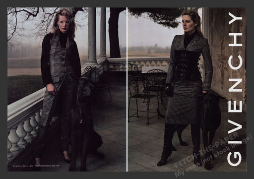 Givenchy Models Black Great Dane Dogs 2000s Print Advertisement (2 pages) 2001 Fetch the Paper!