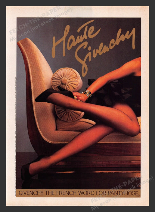 1984 Givenchy Sexy Legs Couch Pantyhose Hosiery Print Advertisement Ad