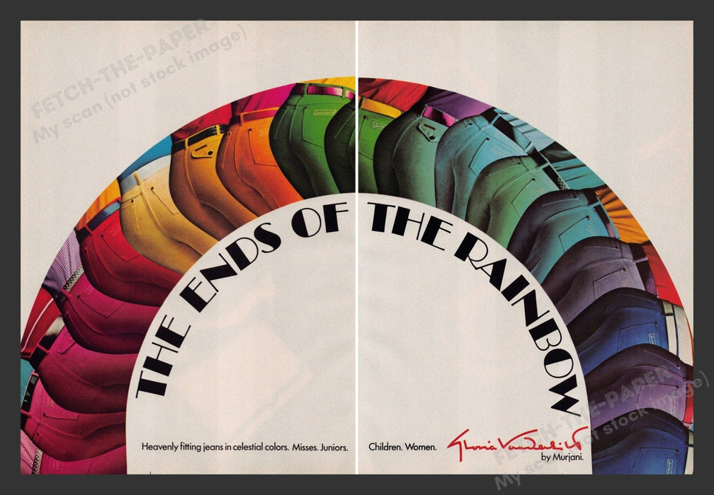 Gloria Vanderbilt by Murjani Rainbow Jeans 1980s Print Advertisement (2pgs) 1980 Fetch the Paper!