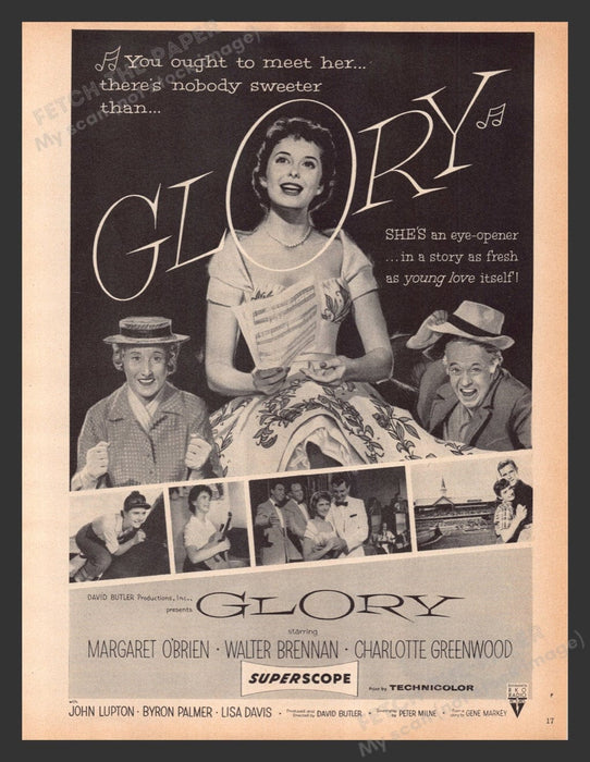 1956 Glory Movie Release Print Advertisement Ad