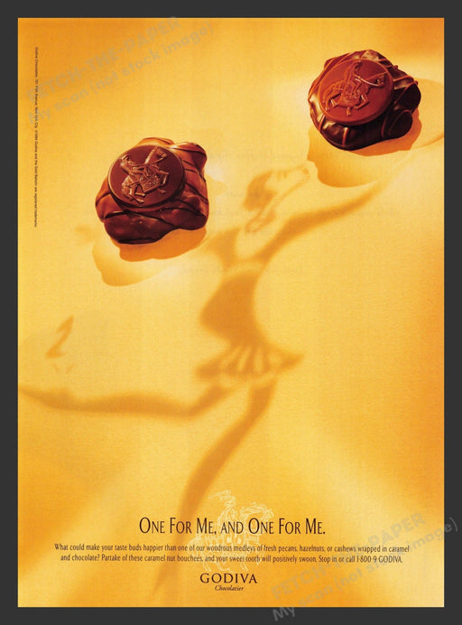 Godiva Chocolate One For Me & One for Me 1990s Print Advertisement 1994 Fetch the Paper!