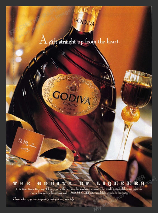 1994 Godiva Liqueur A Gift Straight from the Heart Print Advertisement Ad
