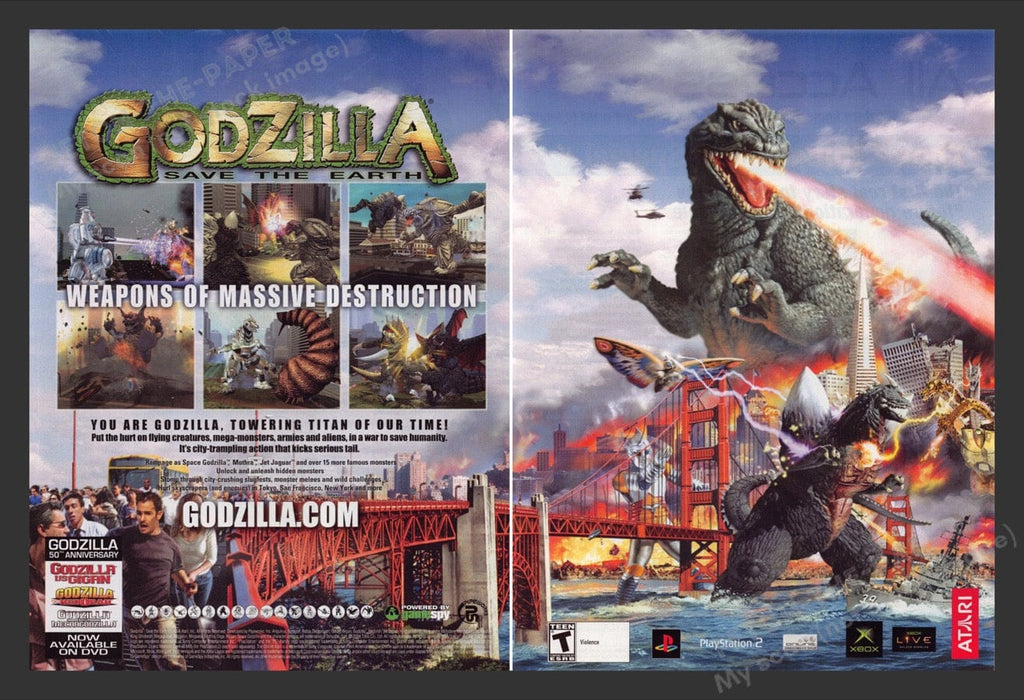2004 Godzilla: Save the Earth Video Game Print Advertisement (2 Pages)