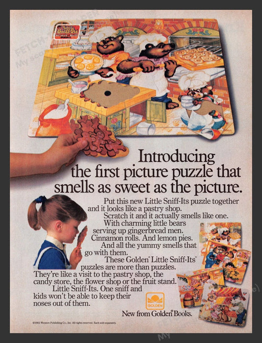 1983 Golden Books Little Sniff-Its Puzzle Pastry Shop Print Advertisement Ad