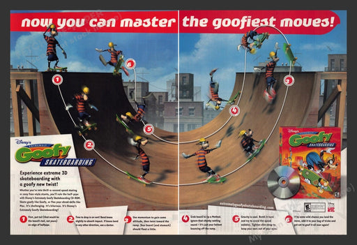 2001 Goofy Skateboarding Video Game Print Advertisement (2 Pages)
