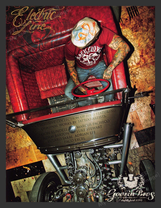 2007 Goovin Bros. Tatto Artist Hats Electric Line Fashion Print Advertisement Ad.