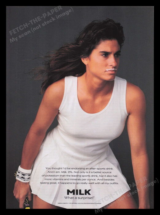 Got Milk? 1990s Print Advertisement 1995 Gabriela Sabatini Tennis Player Athlete Fetch the Paper!