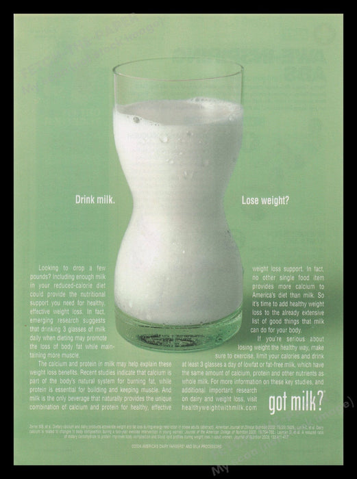Got Milk? 2000's Print Advertisement Ad 2004 Lose Weight? Glass Fetch the Paper!