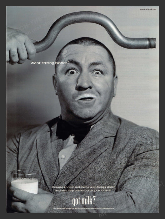 2000 "Got Milk?" Curly Howard Three Stooges Actor T.V. Print Advertisement Ad.