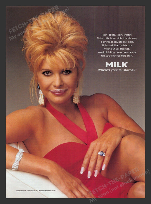 Got Milk Ivana Trump 1990s Print Advertisement Ad 1996 Fetch the Paper!