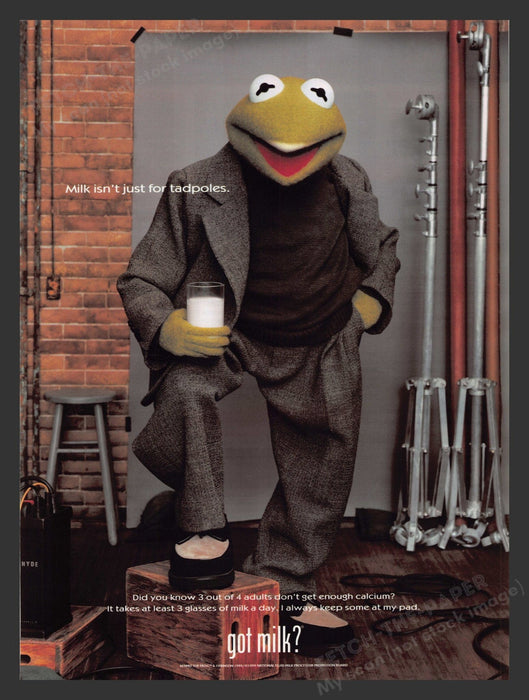 2000 "Got Milk?" Kermit the Frog T.V. Show Sesame Street Print Advertisement Ad.