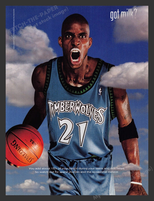 2002 Got Milk? Kevin Garnett Basketball Player Print Advertisement Ad