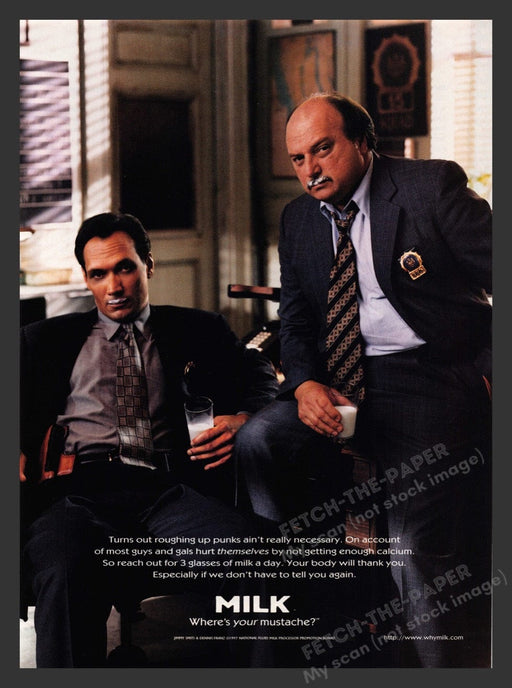 1998 Got Milk? NYPD Blue Dennis Franz & Jimmy Smits Print Advertisement Ad