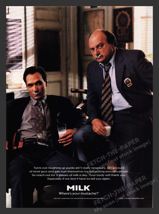 1998 Got Milk? NYPD Blue Dennis Franz & Jimmy Smits Print Advertisement Ad