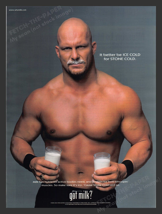 2000 "Got Milk?" Stone Cold Steve Austin Athlete Print Advertisement Ad.