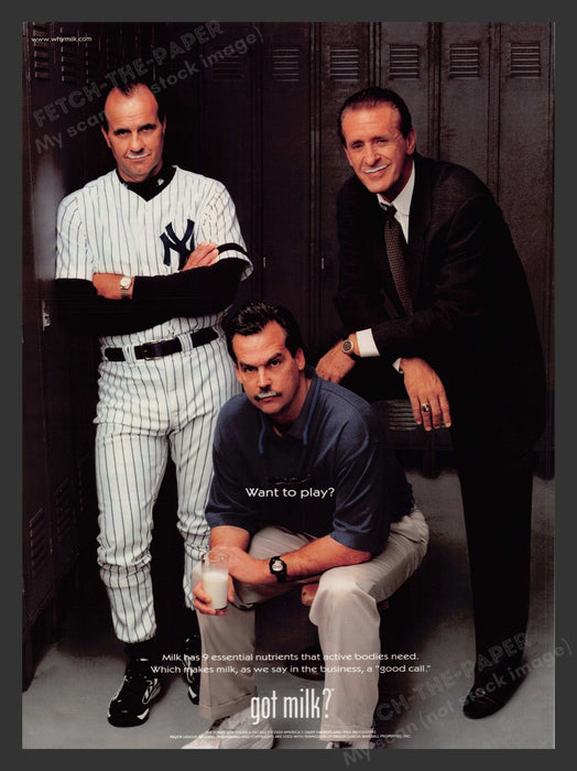 2000 "Got Milk?" Yankees Torre, Fisher, Riley Athletes Print Advertisement Ad.
