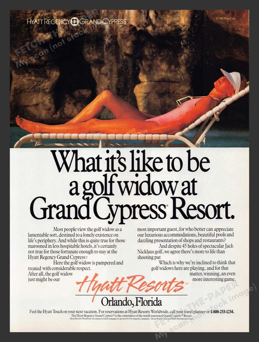 1989 Grand Cypress Resort Hyatt Orlando, FL Golf Widdow Print Advertisement Ad