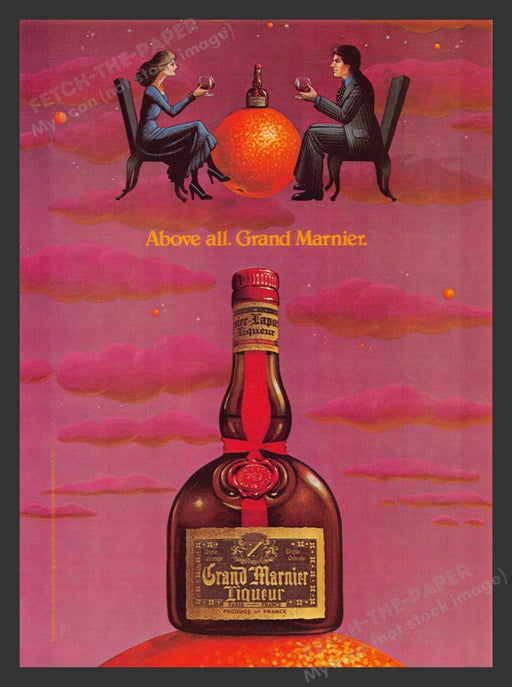 1983 Grand Marnier "Above All" Couple Sitting in the Air Print Advertisement Ad