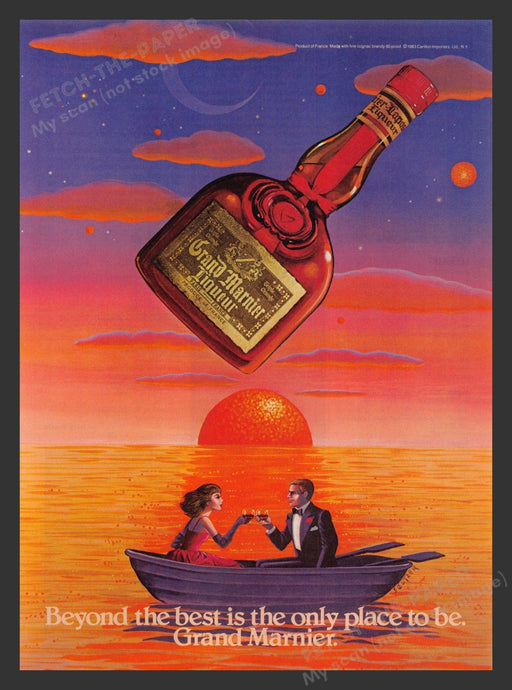 Grand Marnier Liqueur Boat Couple Sunset 1980s Print Advertisement Ad 1983 Fetch the Paper!