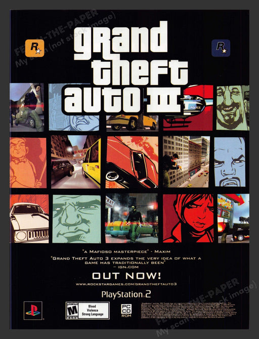 2002 Grand Theft Auto III Video Game Print Advertisement.