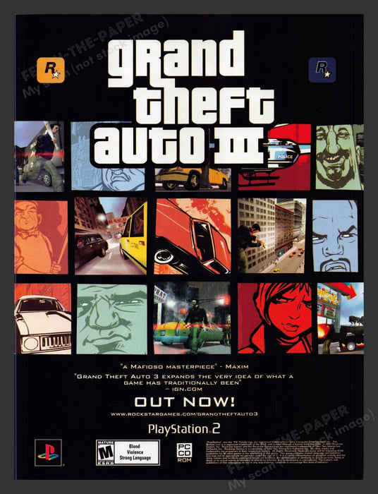 2002 Grand Theft Auto III Video Game Print Advertisement.