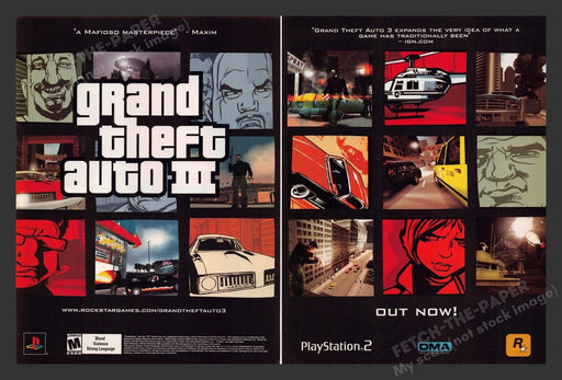 2001 Grand Theft Auto III Video Game Print Advertisement (2 Pgs)