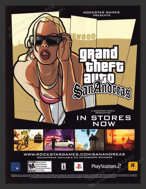 2005 Grand Theft Auto San Andreas Video Game Print Advertisement.