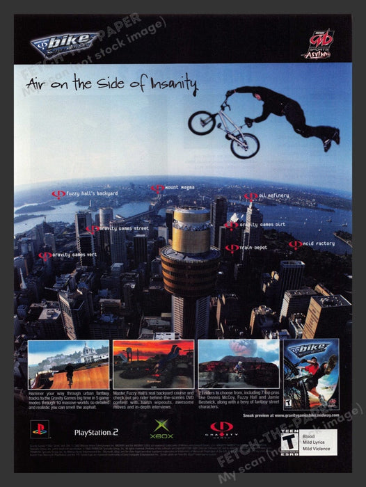 2002 Gravity Games Bike Over City Video Game Print Advertisement