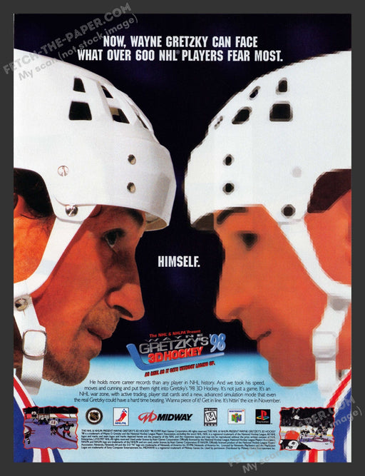 1997 Print Advertisement Gretzky's 3D Hockey Athlete Video Game Ad.