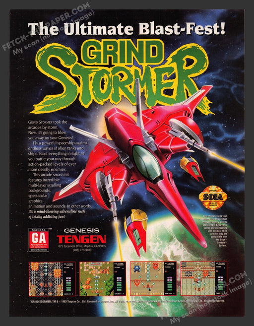 1993 Print Advertisement Grind Stormer Video Game Ad.
