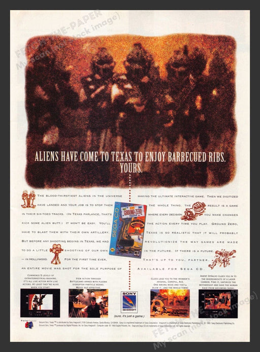 1994 Ground-Zero Texas Video Game Print Advertisement