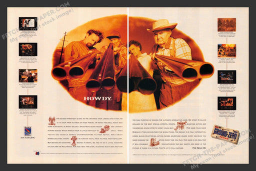 1994 Print Advertisement 2 Page Ground Zero: Texas Video Game Ad.