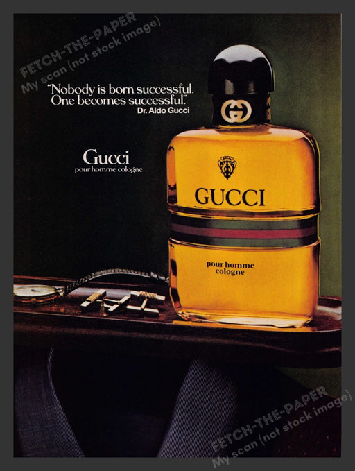 Gucci 1980s Print Advertisement Ad 1983 Cologne Successful Fetch the Paper!