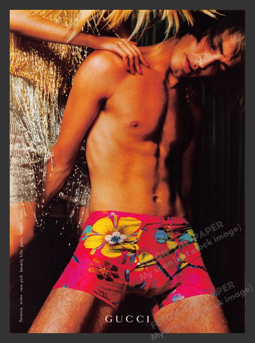 1999 Gucci Men's Underwear Tropical Print Advertisement Ad