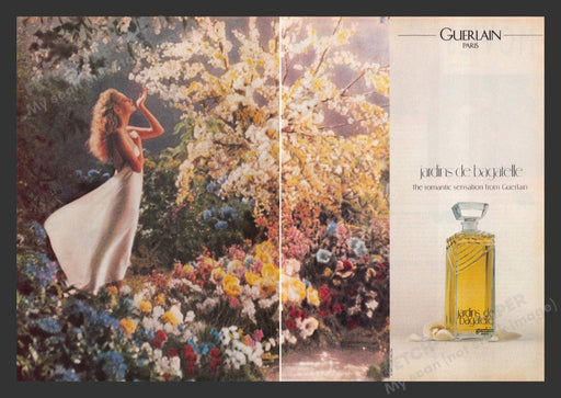 1984 Guerlain Paris "Jardins de Bagatelle" Print Advertisement (2 Pages)