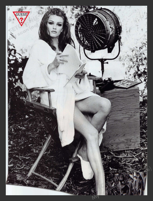 Guess 1990s Print Advertisement Model Director's Chair Fan Robe Legs Fetch the Paper!
