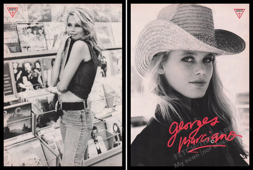 Guess by Marciano Claudia Schiffer 1980s Print Advertisement Ad Front Back 1989 Fetch the Paper!