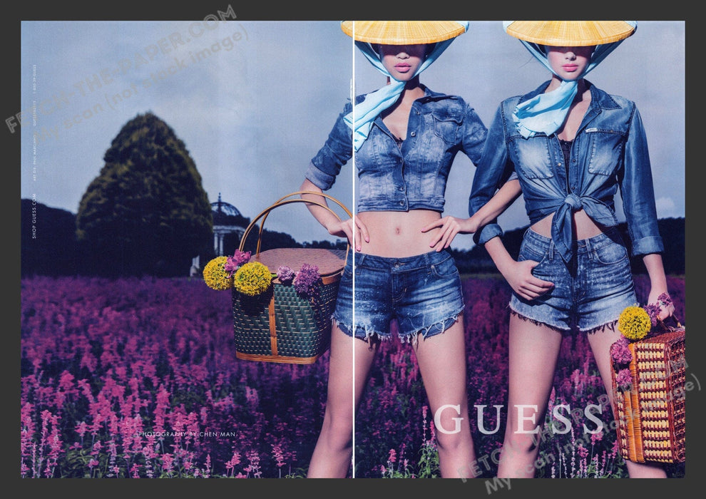 2015 Print Advertisement 2 Page Guess Clothing Chen Man Photo Ad.