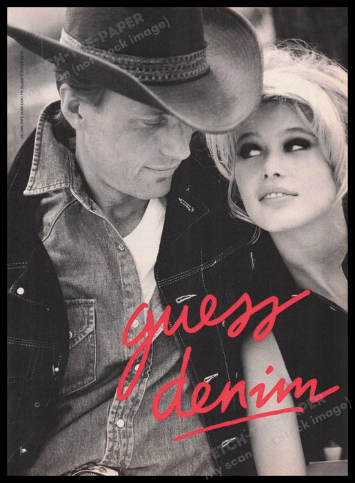 Guess Denim Claudia Schiffer 1980s Print Advertisement Ad 1989 Fetch the Paper!