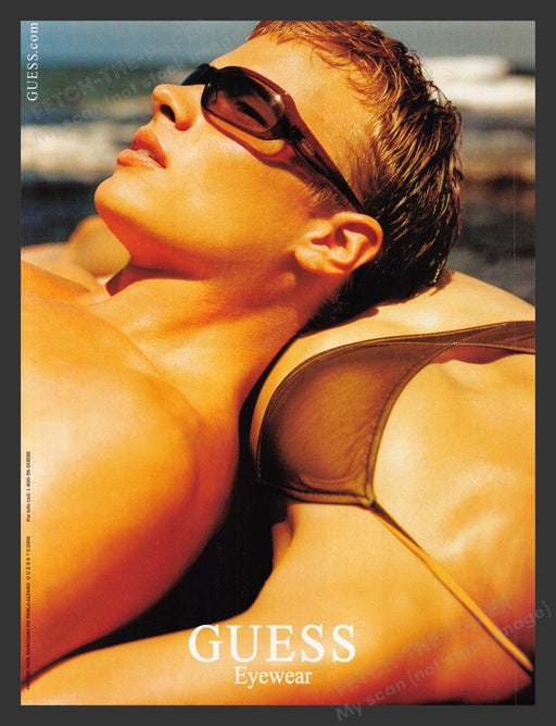 2000 Guess Eyewear Sunglasses Bikini Top Beach Body Print Advertisement Ad.