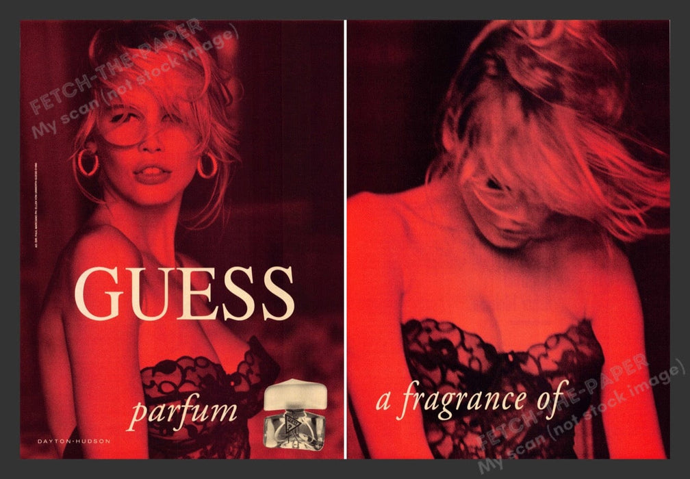 1990 Guess Fragrance Claudia Schiffer Print Advertisement (5 Pages)