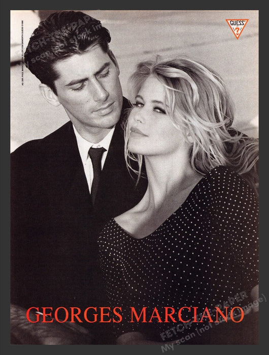 1990 Guess Georges Marciano Claudia Schiffer Sexy Print Advertisement Ad