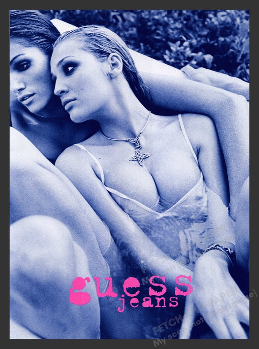 1996 Guess Jeans Soaking Wet Models Sexy Print Advertisement Ad