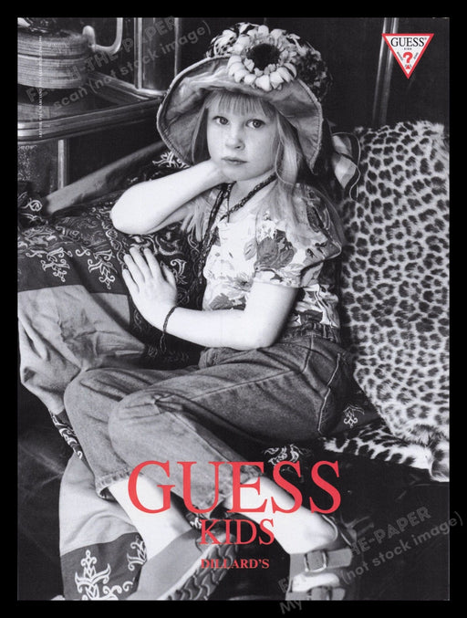 Guess Kids Clothing 1990s Print Advertisement Ad 1993 Child Model Sweet Girl Fetch the Paper!
