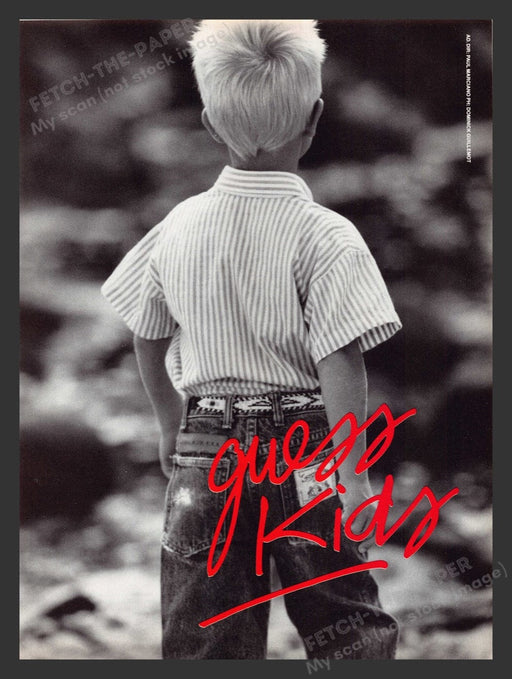 1990 Guess Kids Clothing Little Boy in Jeans Print Advertisement Ad